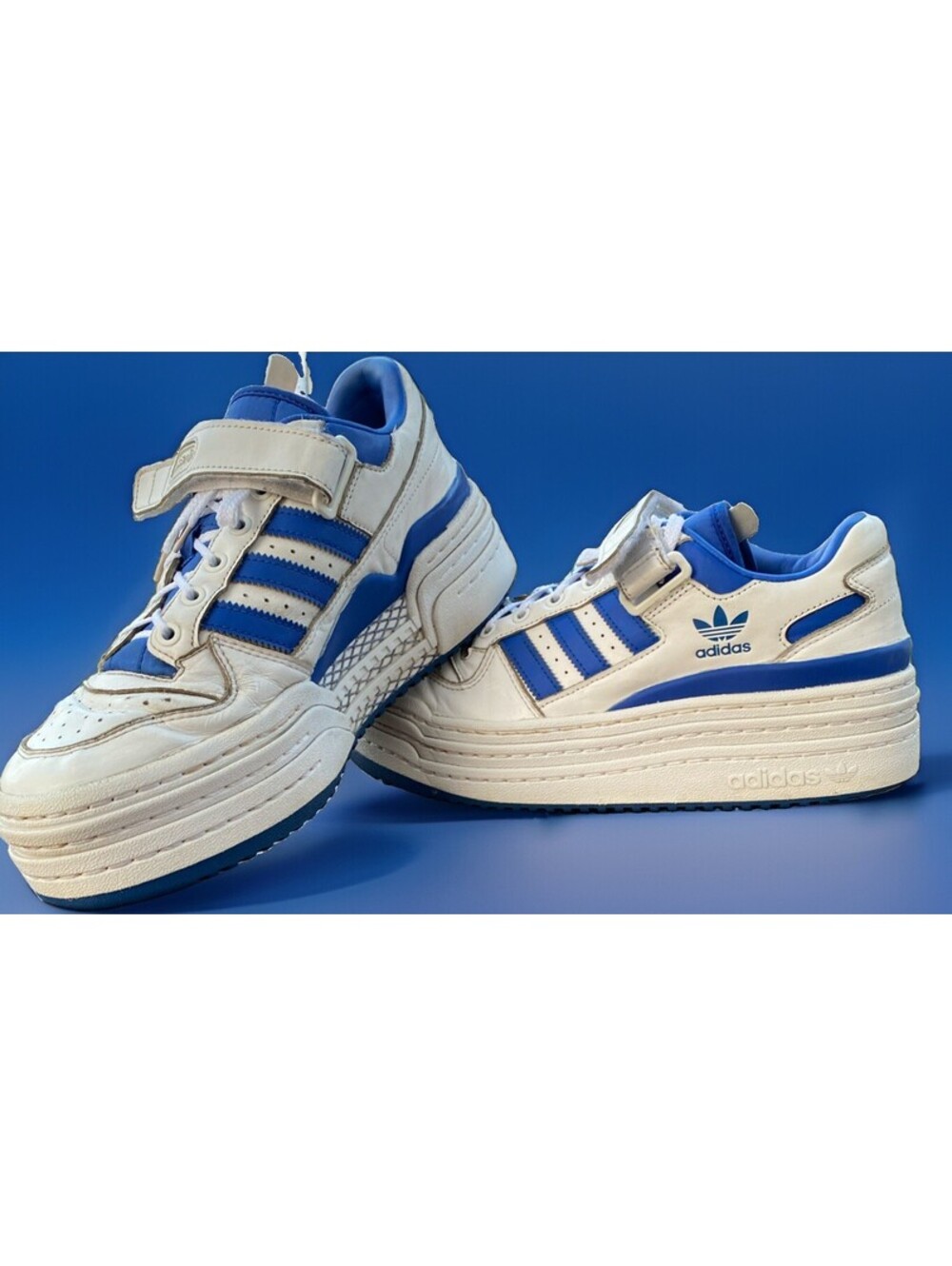 Adidas Triple Platforum Low White Royal Blue Shoes Sneaker Men's Sz 9.5 H05049